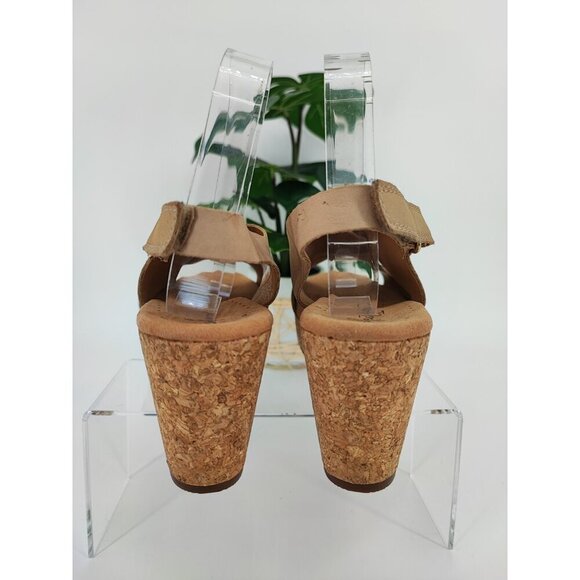 Clarks Women's Artisan Beige Slingback Cork Platform Wedge Sandals Size 8W US - Picture 3 of 8
